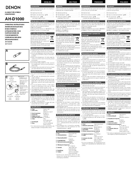 Guide utilisation  DENON AH-D1000  de la marque DENON