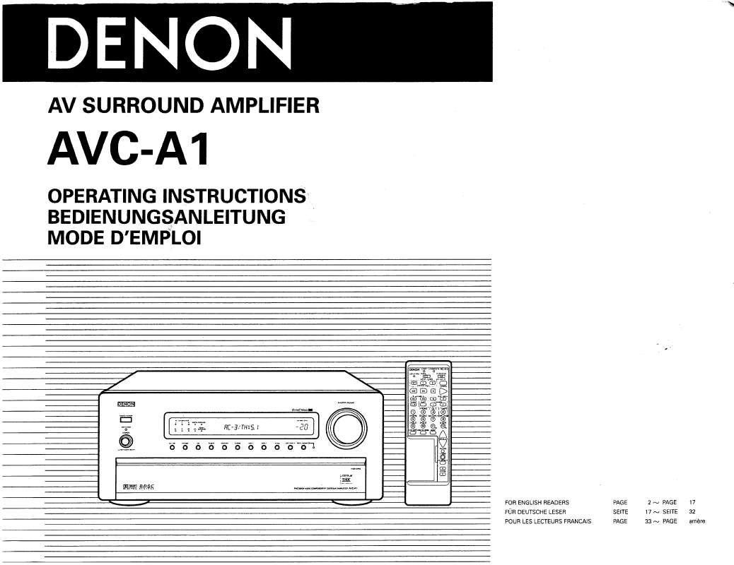 Guide utilisation  DENON AVC-A1  de la marque DENON