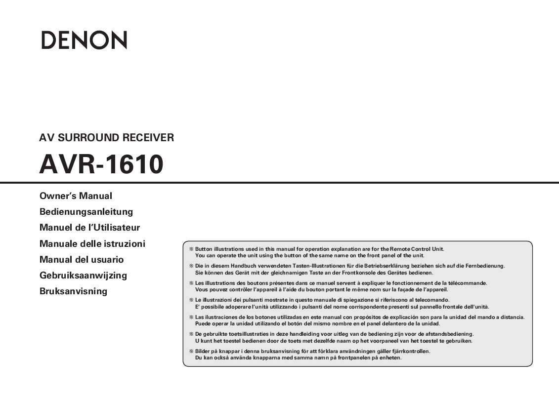 Guide utilisation DENON AVR-1610  de la marque DENON