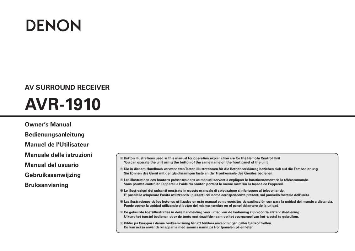Guide utilisation DENON AVR-1910  de la marque DENON