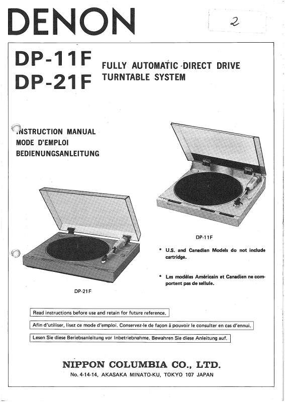 Guide utilisation  DENON DP-11F  de la marque DENON