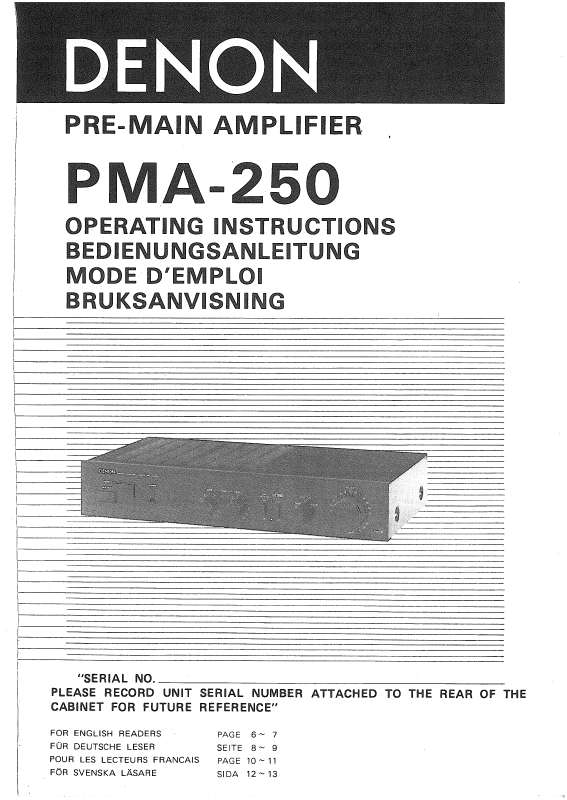 Guide utilisation  DENON PMA-250  de la marque DENON