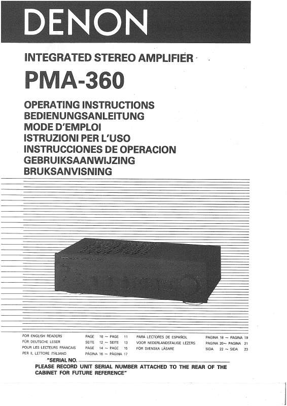 Guide utilisation  DENON PMA-360  de la marque DENON