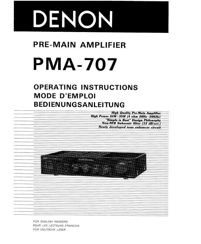 Guide utilisation  DENON PMA-707  de la marque DENON