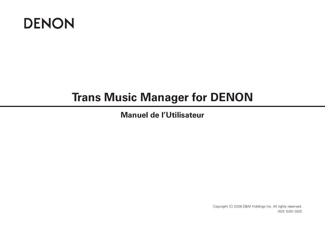Guide utilisation  DENON TRANS MUSIC MANAGER  de la marque DENON