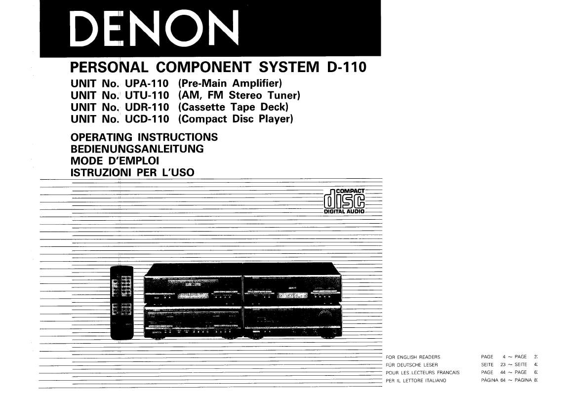 Guide utilisation  DENON D-110  de la marque DENON