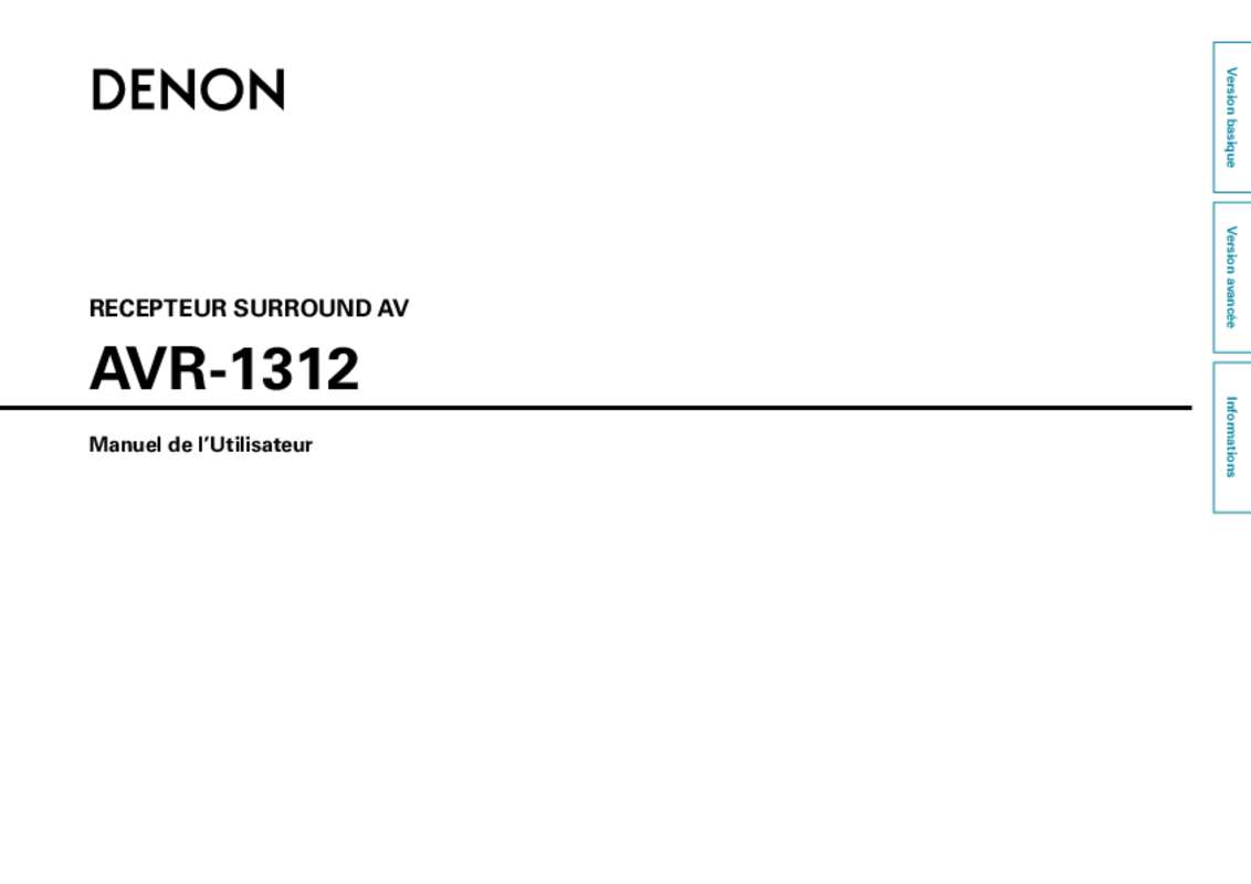 Guide utilisation DENON AVR-1312  de la marque DENON