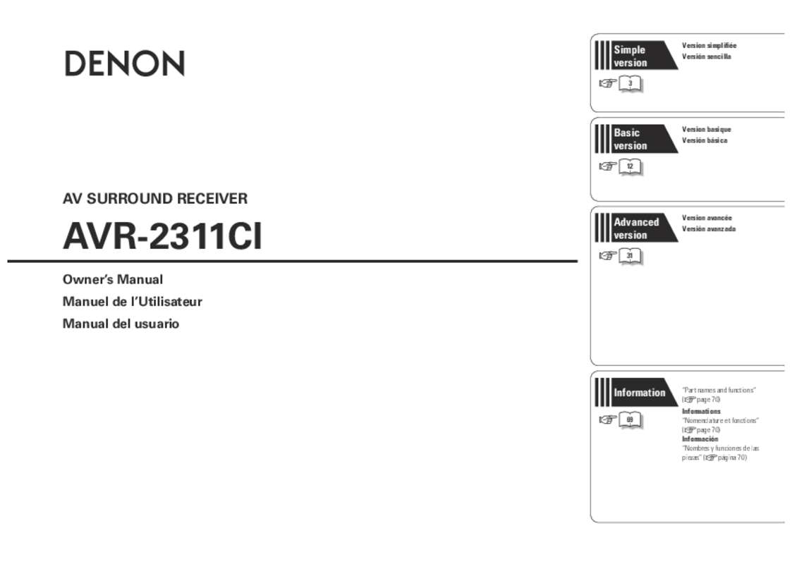 Guide utilisation DENON AVR-2311CI  de la marque DENON