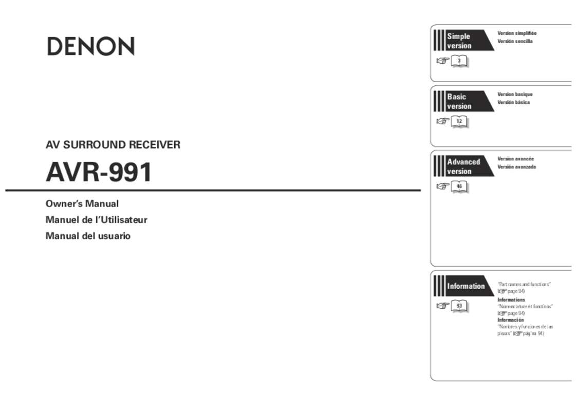Guide utilisation DENON AVR-991  de la marque DENON