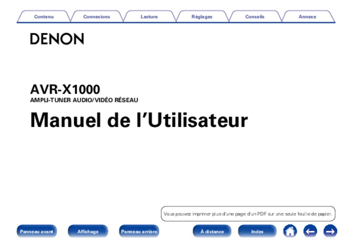 Guide utilisation DENON AVR-X1000  de la marque DENON