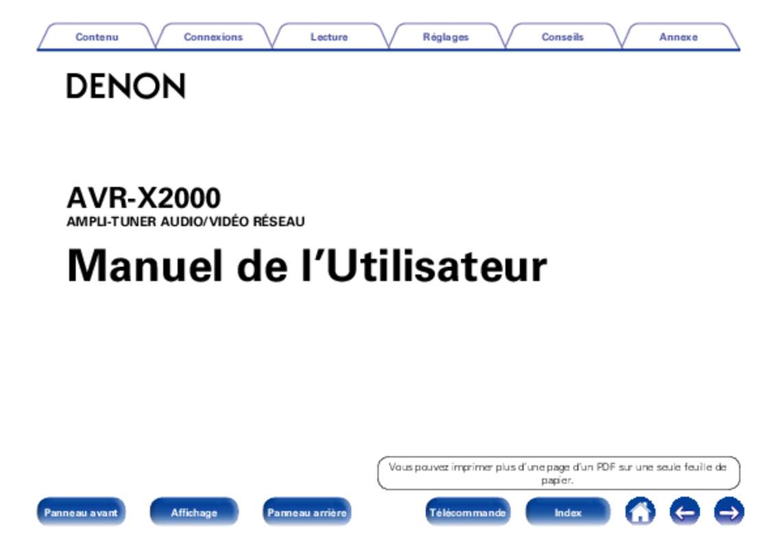Guide utilisation DENON AVR-X2000  de la marque DENON