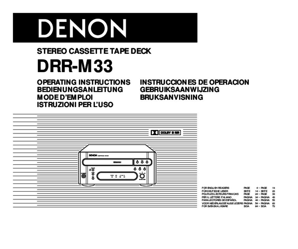 Guide utilisation  DENON DRR-M33  de la marque DENON