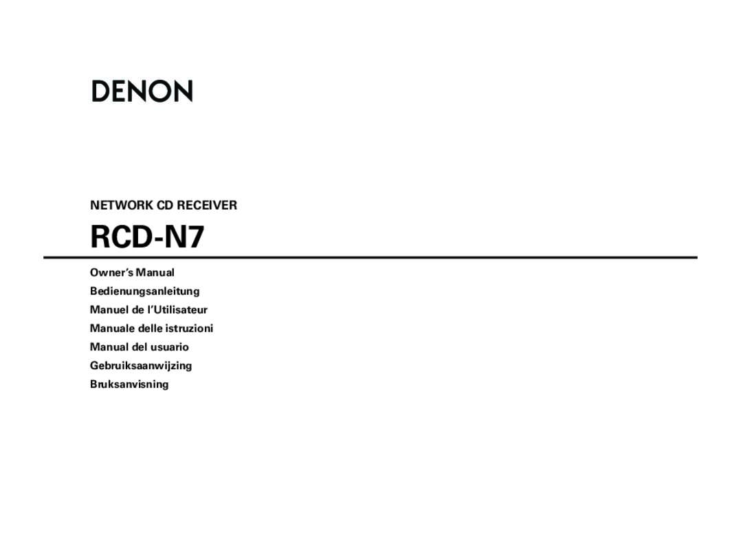 Guide utilisation DENON RCD-N7  de la marque DENON