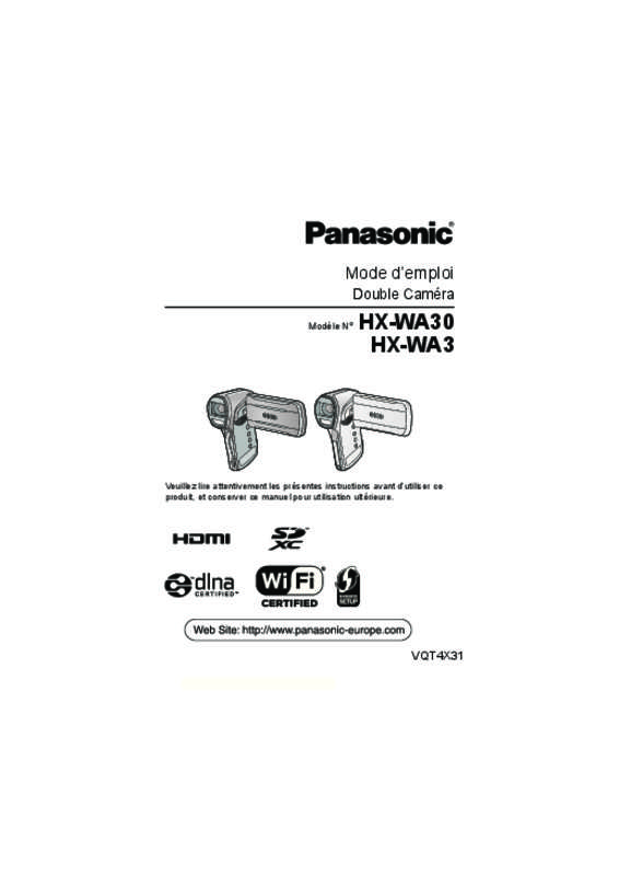 Guide utilisation PANASONIC HX WA30 & HX-WA30EF  de la marque PANASONIC