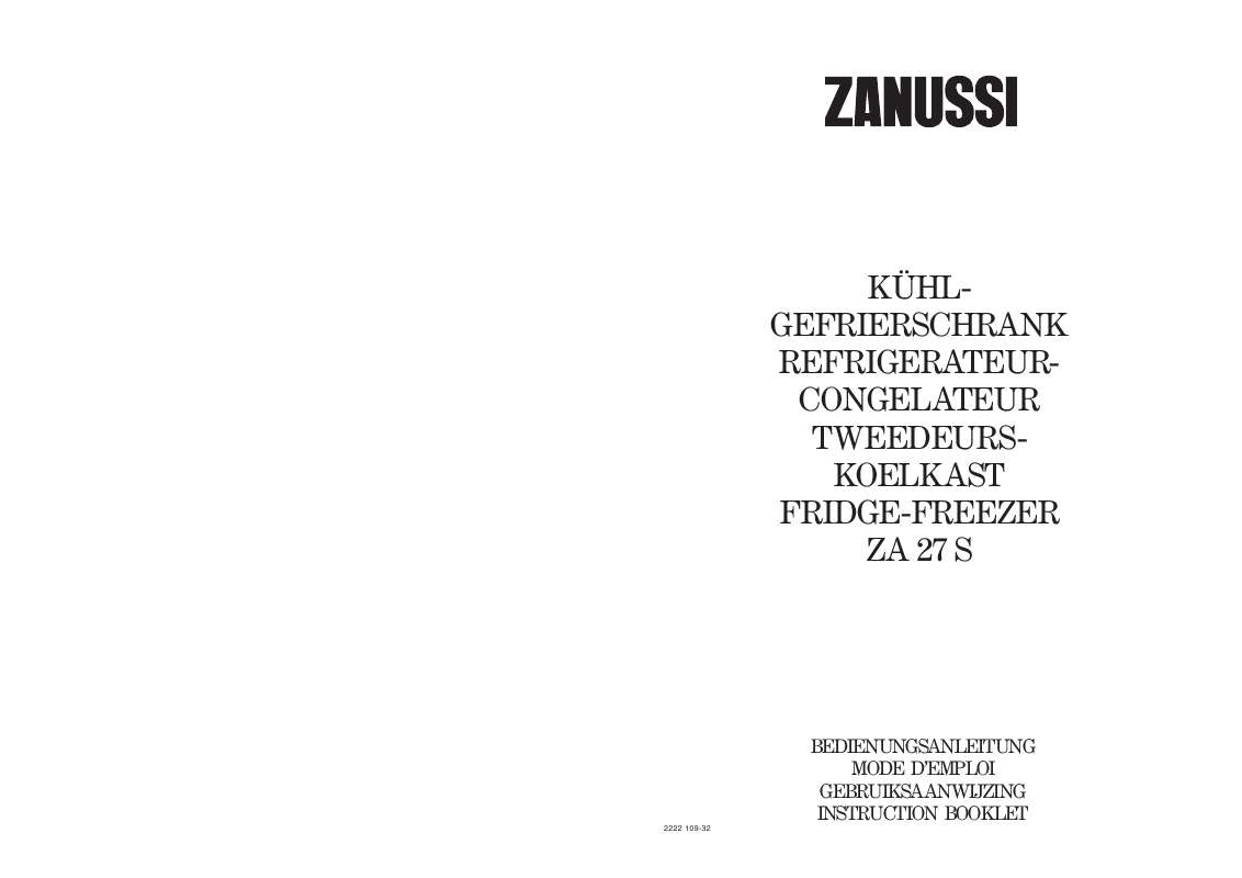 Guide utilisation  ZANUSSI ZA27S  de la marque ZANUSSI