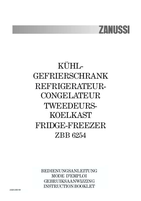 Guide utilisation  ZANUSSI ZBB6254  de la marque ZANUSSI
