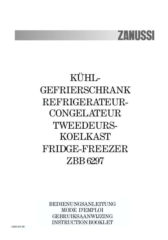 Guide utilisation  ZANUSSI ZBB6297  de la marque ZANUSSI
