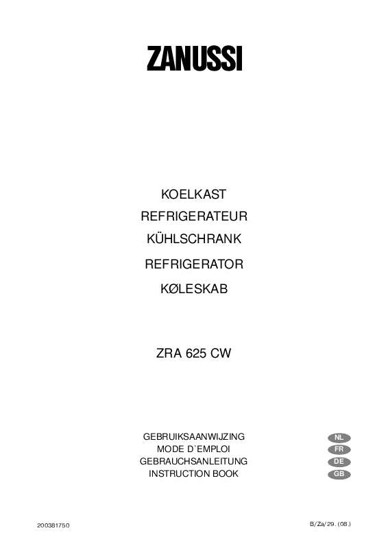 Guide utilisation  ZANUSSI ZRA625CW  de la marque ZANUSSI
