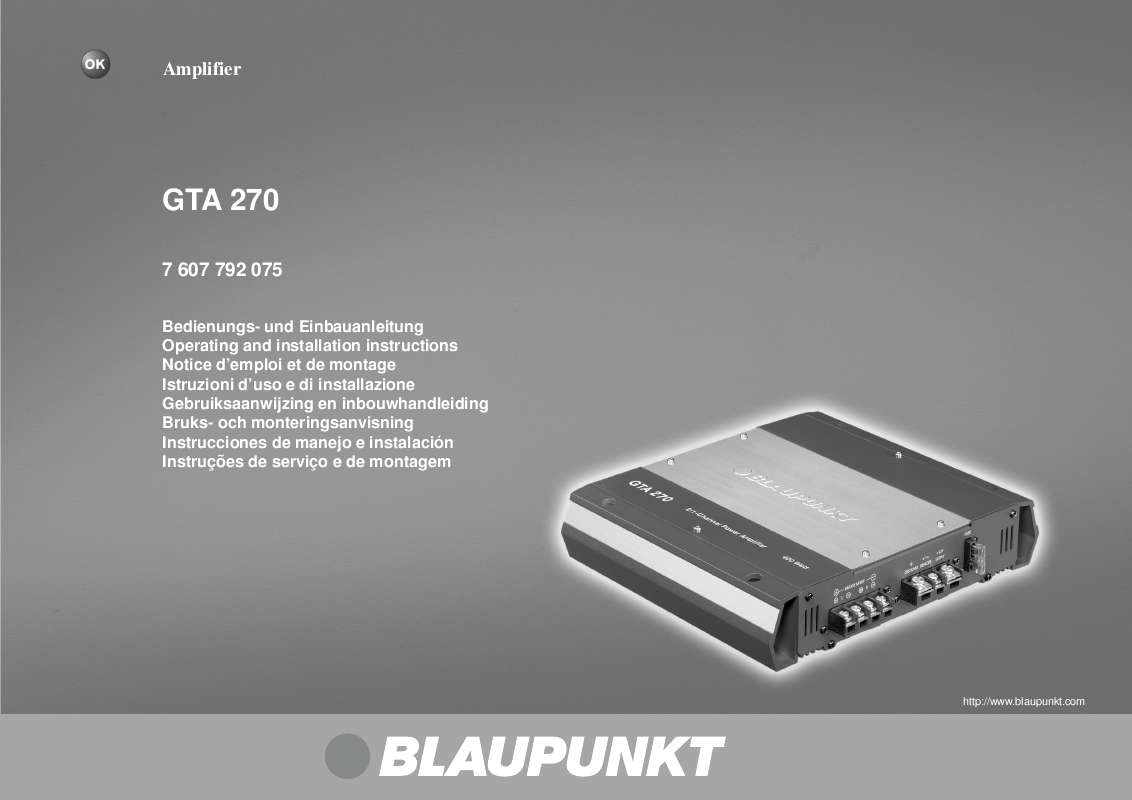 Guide utilisation BLAUPUNKT GTA 270  de la marque BLAUPUNKT