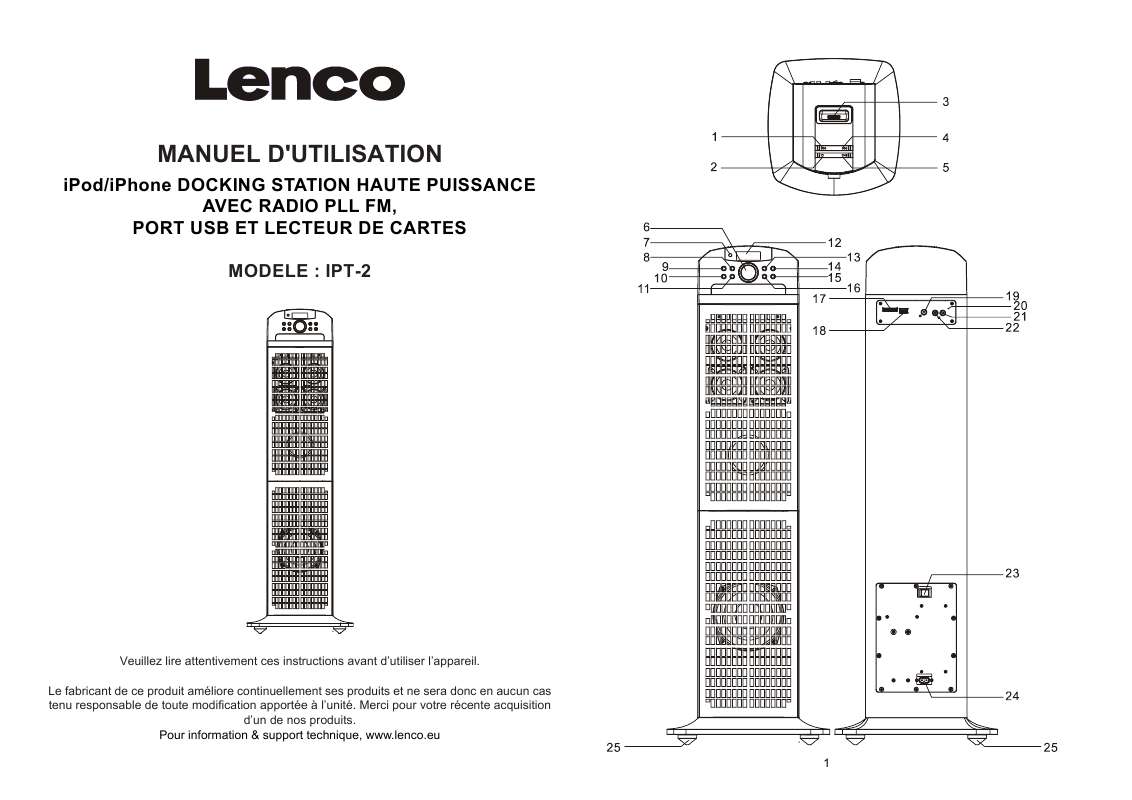 Guide utilisation LENCO IPT-2  de la marque LENCO