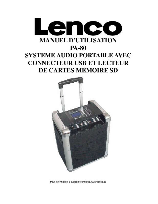 Guide utilisation  LENCO PA-80  de la marque LENCO