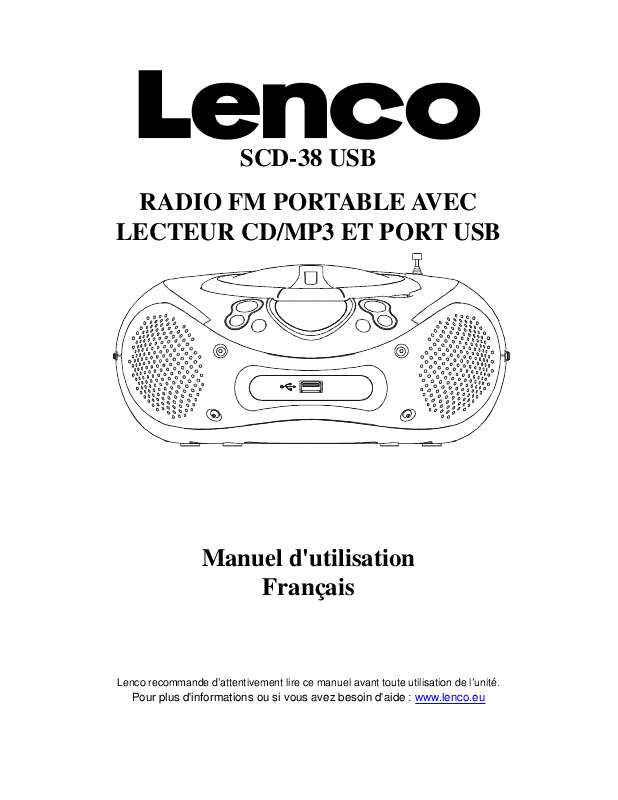 Guide utilisation  LENCO SCD-38 USB  de la marque LENCO