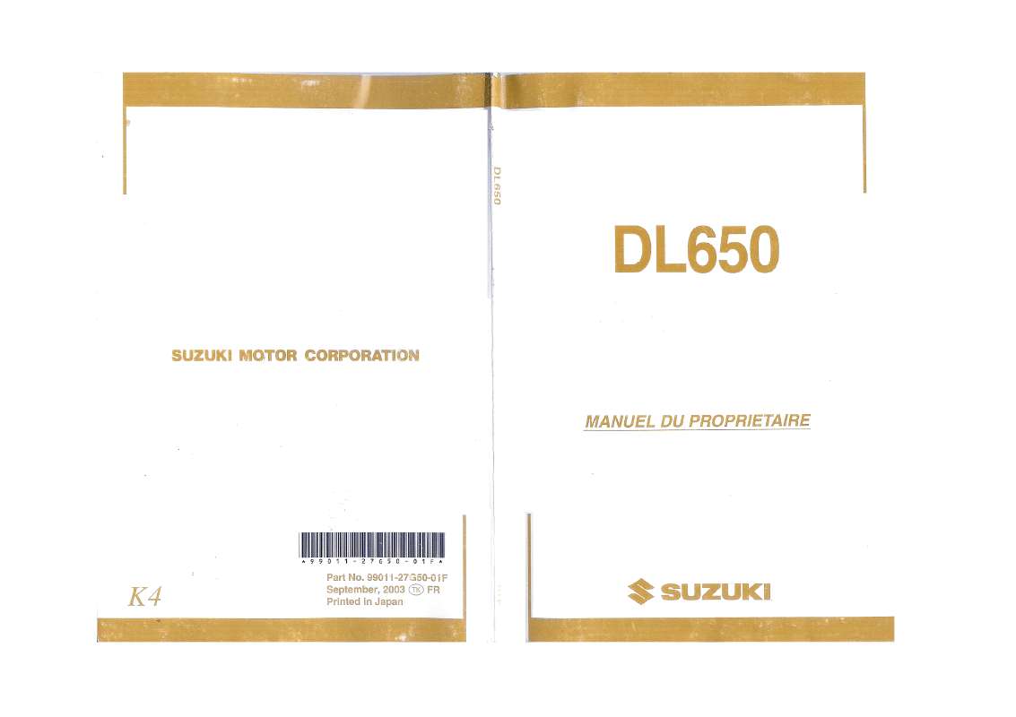 Guide utilisation SUZUKI DL650-2003  de la marque SUZUKI
