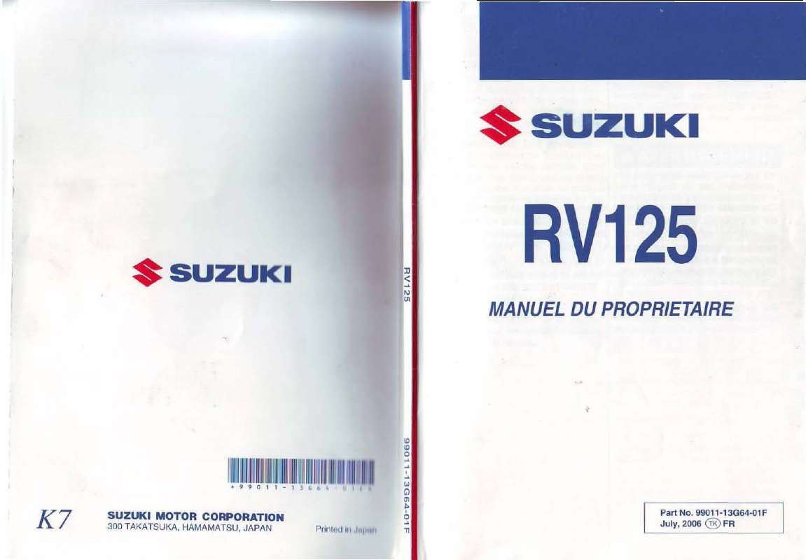 Guide utilisation SUZUKI RV125  de la marque SUZUKI