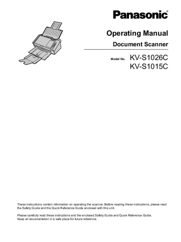 Guide utilisation PANASONIC KV-S1015C  de la marque PANASONIC