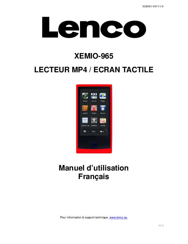 Guide utilisation LENCO XEMIO-965  de la marque LENCO