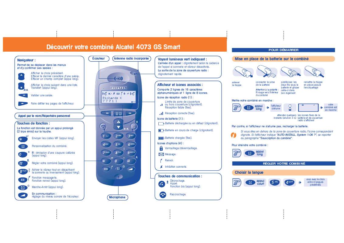 Guide utilisation  ALCATEL-LUCENT 4073 GS SMART  de la marque ALCATEL-LUCENT