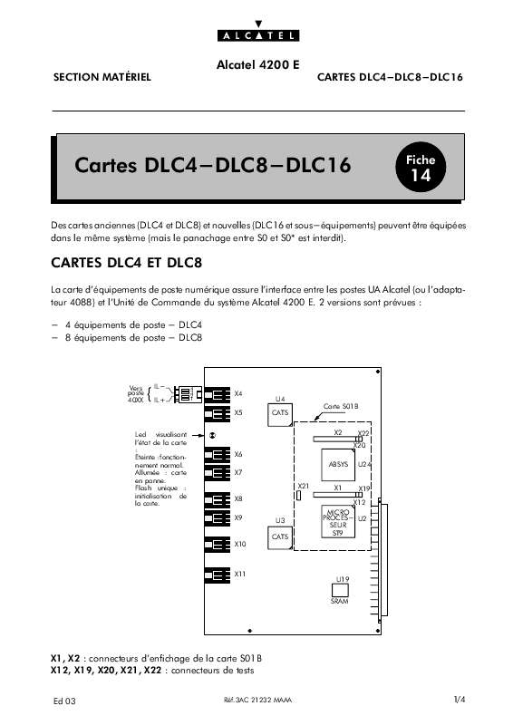 Guide utilisation  ALCATEL-LUCENT 4200 CARTE DLC16  de la marque ALCATEL-LUCENT