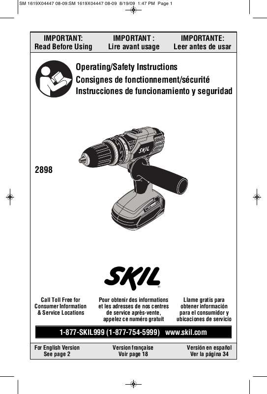 Guide utilisation  SKIL 2898  de la marque SKIL