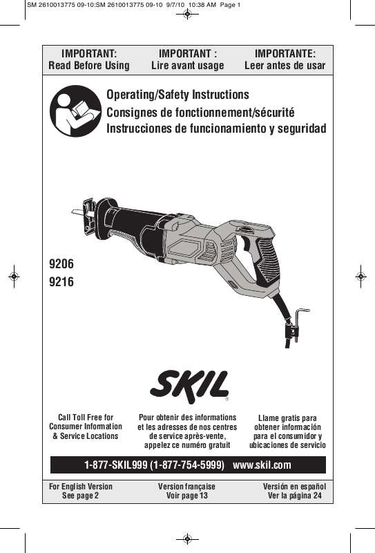 Guide utilisation  SKIL 9206  de la marque SKIL