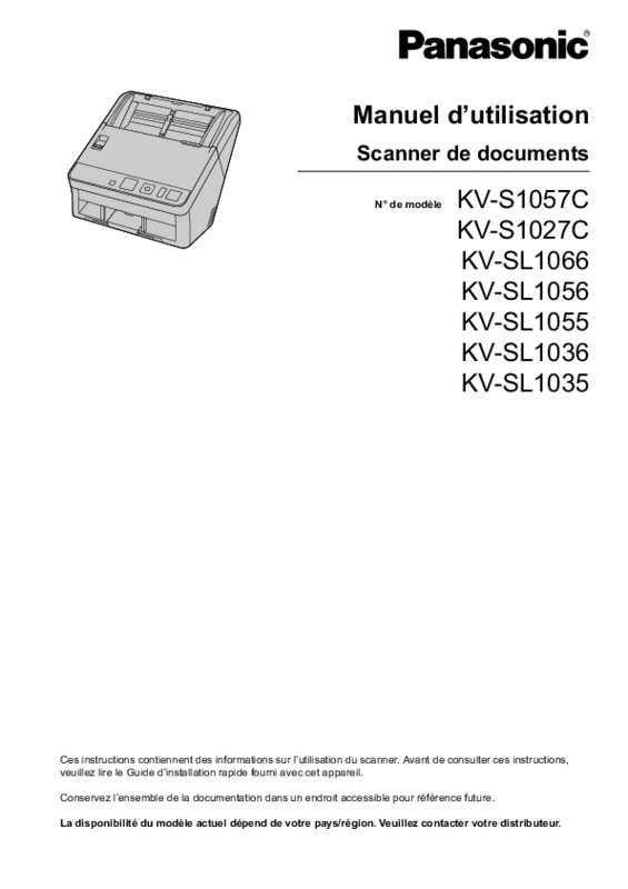 Guide utilisation PANASONIC KV-SL1056  de la marque PANASONIC