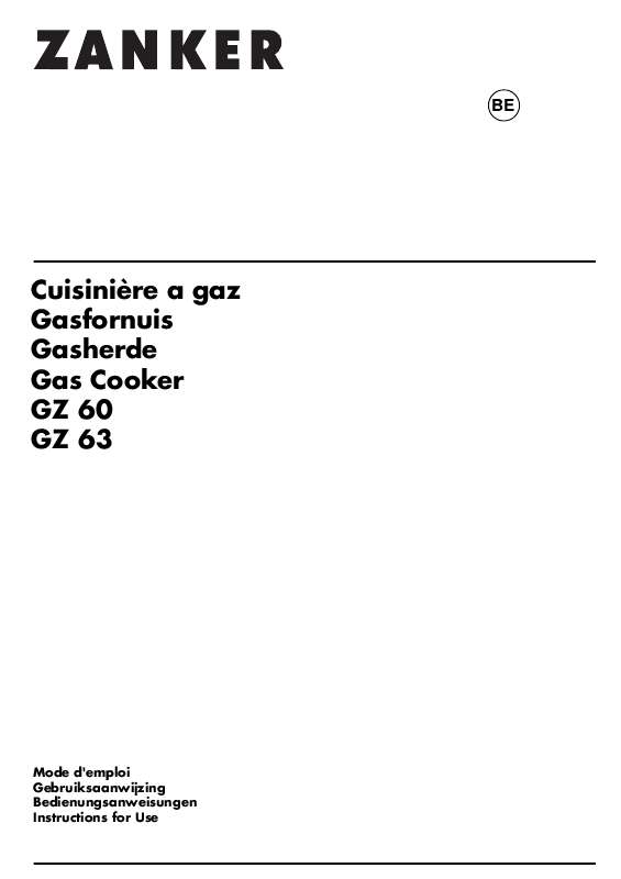 Guide utilisation  ZANKER GZ60  de la marque ZANKER