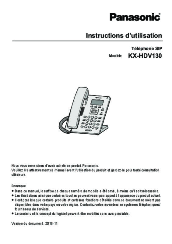 Guide utilisation PANASONIC KX-HDV130  de la marque PANASONIC