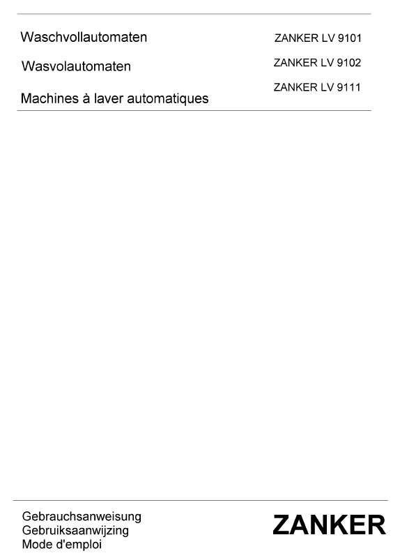Guide utilisation  ZANKER LV9111  de la marque ZANKER