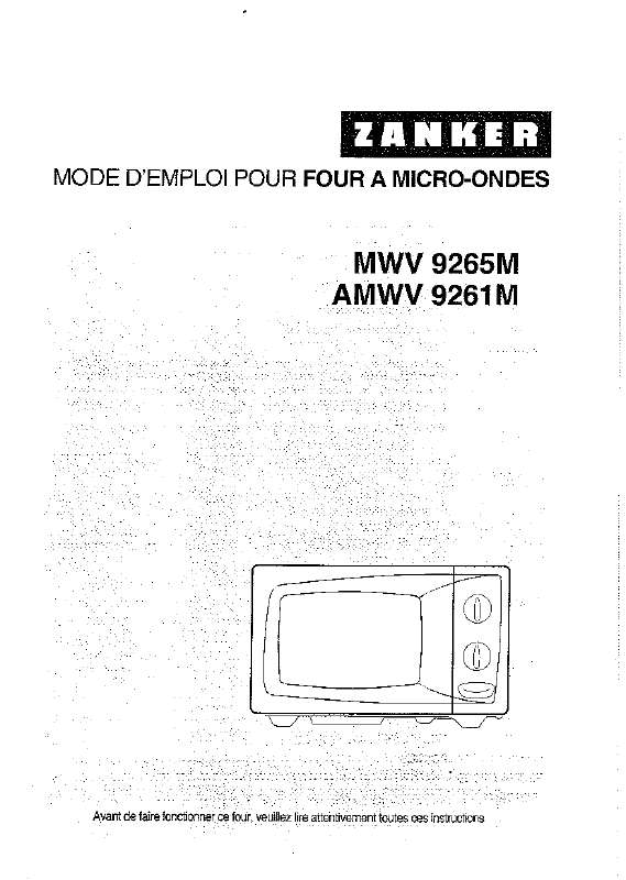 Guide utilisation  ZANKER MWV9261M  de la marque ZANKER