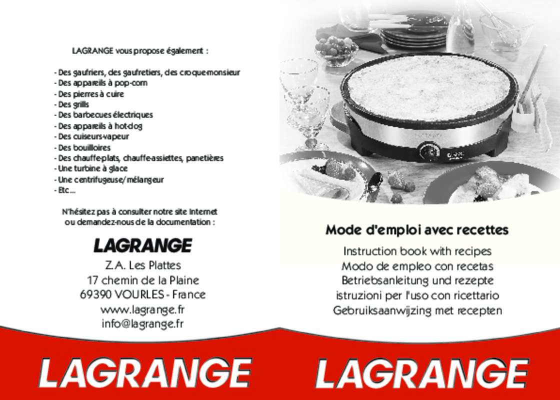 Guide utilisation LAGRANGE CREPES CREATIV 3 POCHOIRS  de la marque LAGRANGE