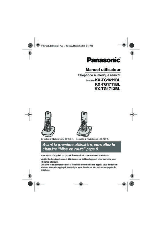 Guide utilisation PANASONIC KX-TG1611  de la marque PANASONIC