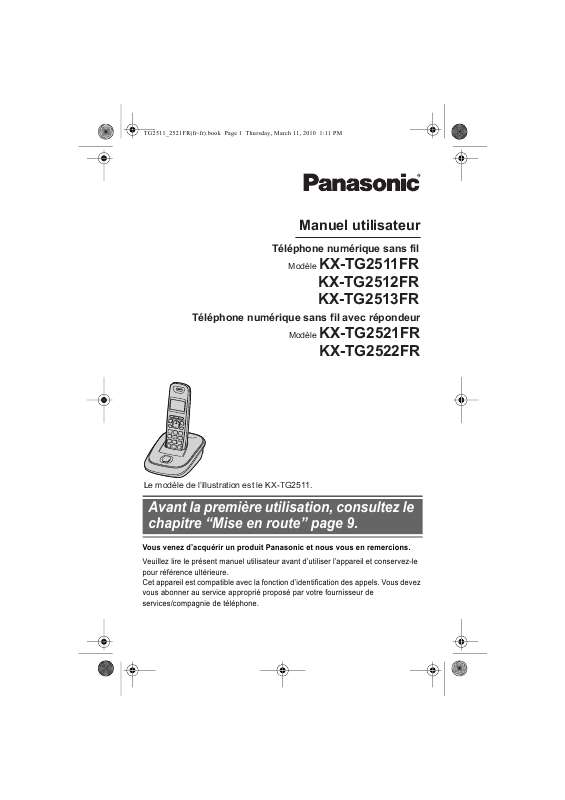 Guide utilisation PANASONIC KX-TG2511FR & KXTG2511FR  de la marque PANASONIC