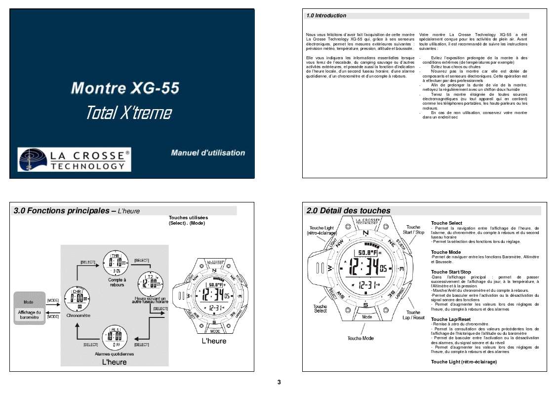 Guide utilisation  LA CROSSE TECHNOLOGY XG55  de la marque LA CROSSE TECHNOLOGY