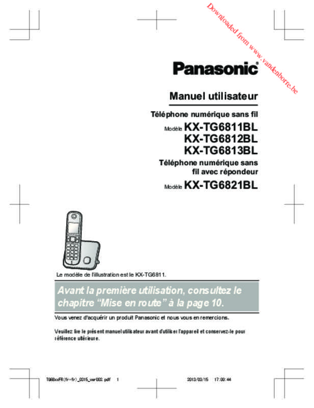 Guide utilisation PANASONIC KX-TG6821 & KX-TG6821FR  de la marque PANASONIC