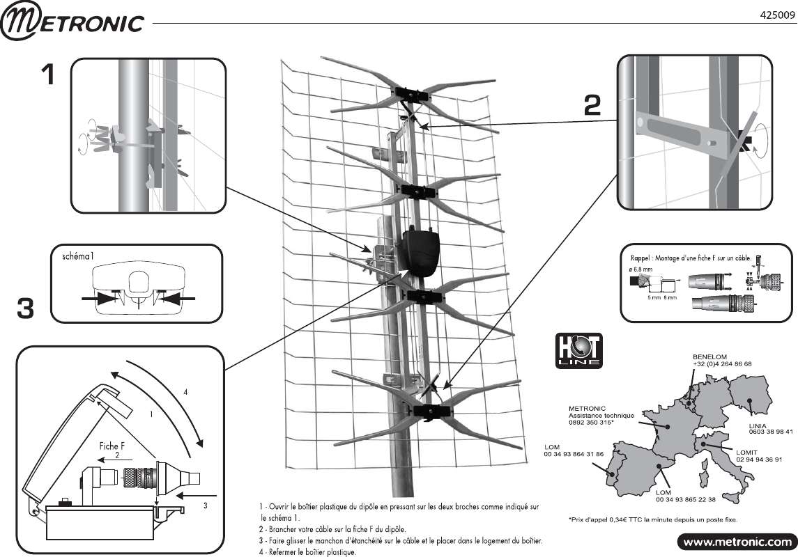 Guide utilisation  METRONIC EXTERIEURE UHF PANNEAU  de la marque METRONIC