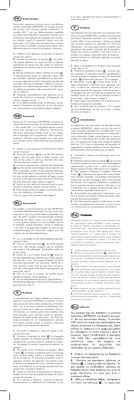 Guide utilisation  METRONIC TELECOMMANDE UNIVERSELLE ZAP1 SILVER EVO3  de la marque METRONIC