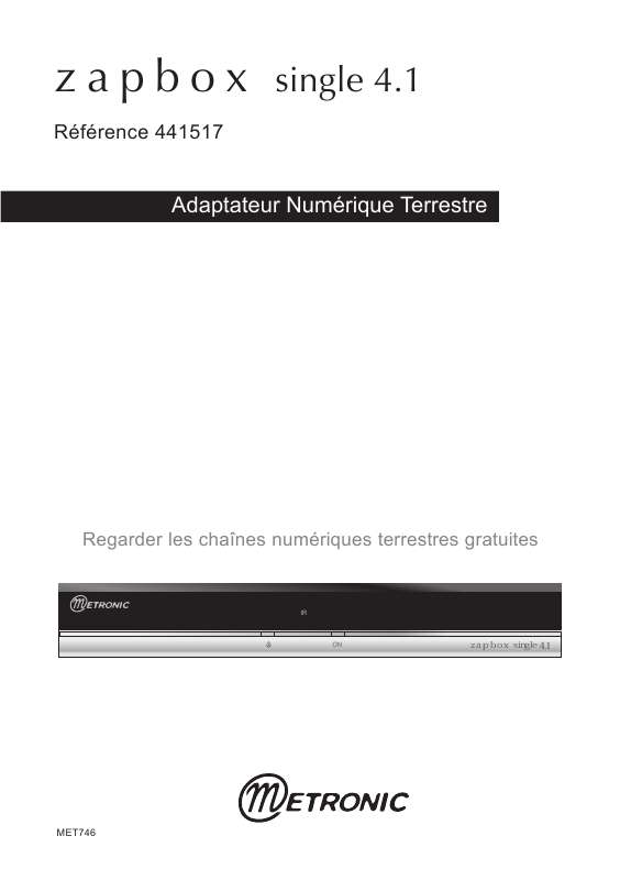 Guide utilisation  METRONIC TNT ZAPBOX SINGLE 4.1  de la marque METRONIC