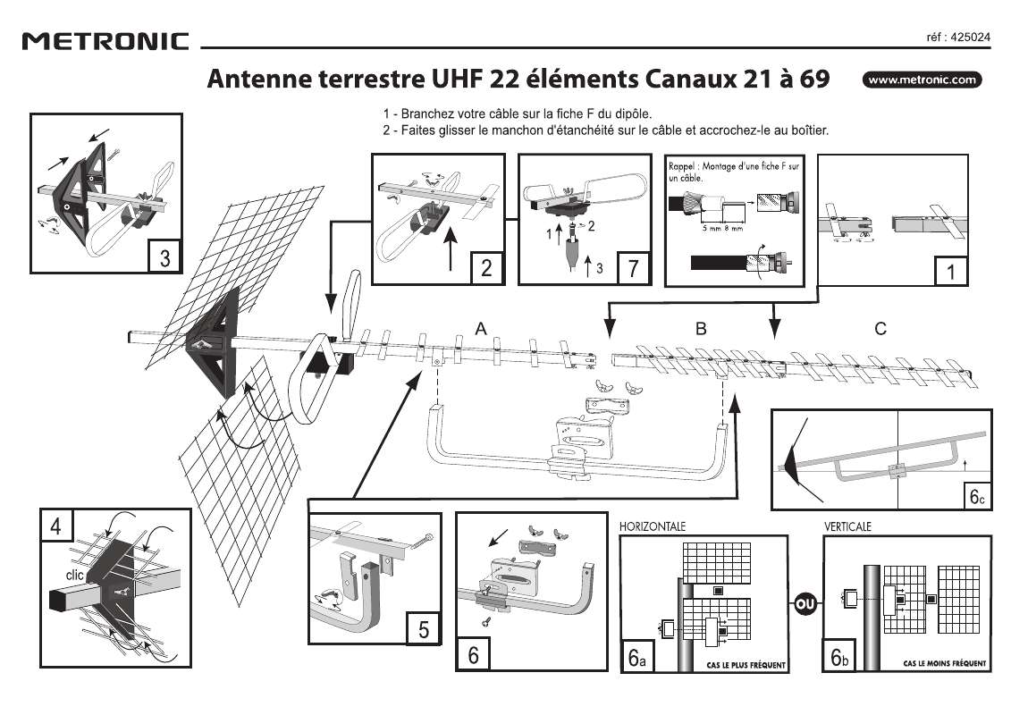 Guide utilisation  METRONIC ANTENNE EXTERIEURE UHF 22 ELEMENTS  de la marque METRONIC
