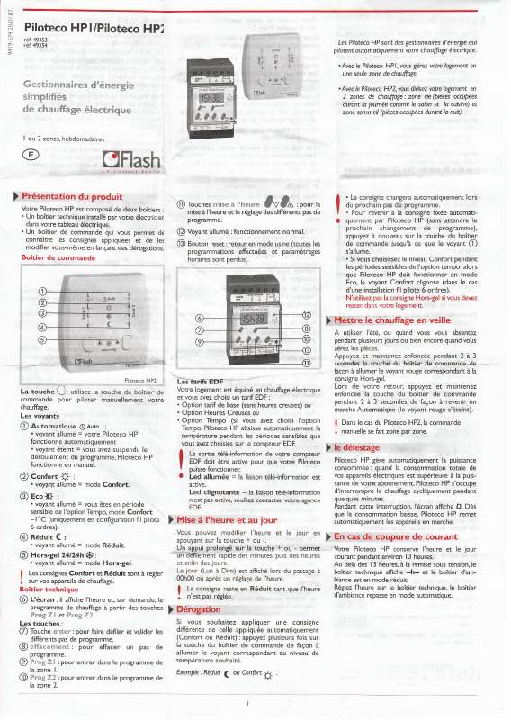 Guide utilisation FLASH PILOTECO HP1  de la marque FLASH