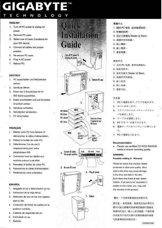 Guide utilisation GIGABYTE GO-D1600F  de la marque GIGABYTE
